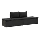 Sun Bed With Cushions Pe Rattan Black