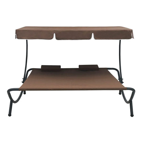 Outdoor Lounge Bed With Canopy And Pillows