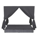 Outdoor Lounge Bed With Curtains Pe Rattan Grey