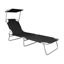 Folding Sun Lounger With Canopy Aluminium