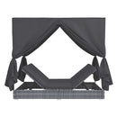Outdoor Lounge Bed With Curtains Pe Rattan Grey