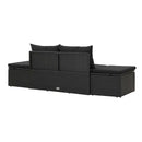 Sun Bed With Cushions Pe Rattan Black