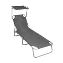 Folding Sun Lounger With Canopy Aluminium