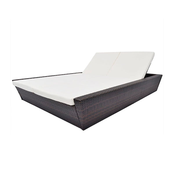 Outdoor Lounge Bed With Cushion Poly Rattan