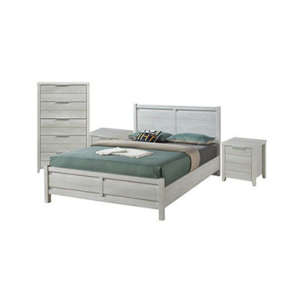 4 Pieces Bedroom Suite White Ash Natural Wood Mdf With Queen Size Bed