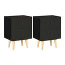 Bedside Cabinets 2 Pcs Black 40X30X50 Cm Solid Pinewood