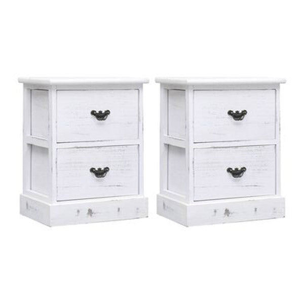 Bedside Cabinets 2 Pcs White 38X28X45 Cm Paulownia Wood