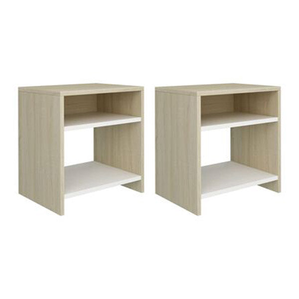Bedside Cabinets 2 Pcs White And Sonoma Oak 40X30X40 Cm Chipboard