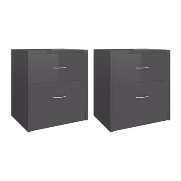 Bedside Cabinets High Gloss Grey 2 Pcs 40X30X40 Cm Chipboard