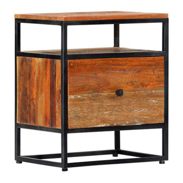 Bedside Cabinet 40X30X50 Cm Solid Reclaimed Wood And Steel