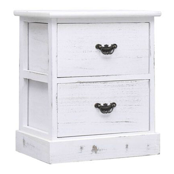 Bedside Cabinets 2 Pcs White 38X28X45 Cm Paulownia Wood