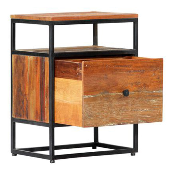 Bedside Cabinet 40X30X50 Cm Solid Reclaimed Wood And Steel