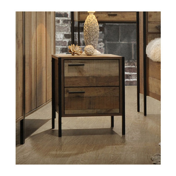 Bedside Table Night Stand Particle Board Oak Colour With 2 Drawers