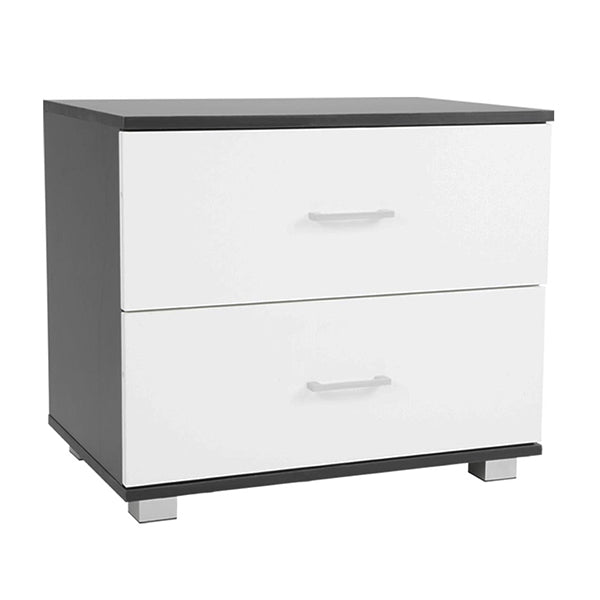 Bedside Table With Drawers Mdf Black White