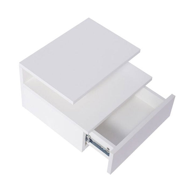 Bedside Tables 2Pcs Led Wall Mounted Floating Nightstand White