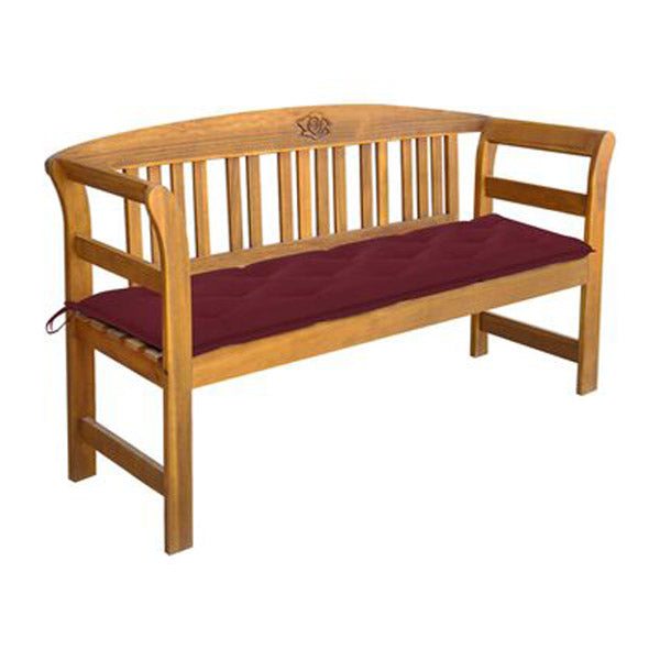 Garden Bench With Wine Red Cushion 157 Cm Solid Acacia Wood