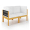 2 Seater Garden Bench With Cream White Cushions Solid Acacia Wood