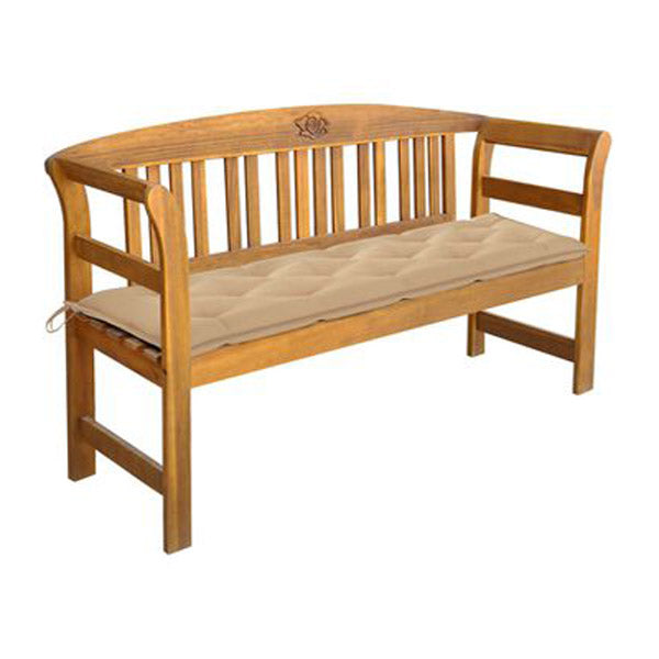 Garden Bench With Beige Cushion 157 Cm Solid Acacia Wood