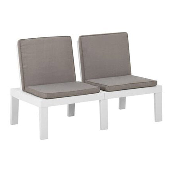 Garden Lounge Bench With Cushion Plastic White