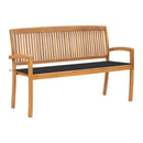 Stacking Garden Bench With Cushion 150X50X4 Cm Solid Teak Wood
