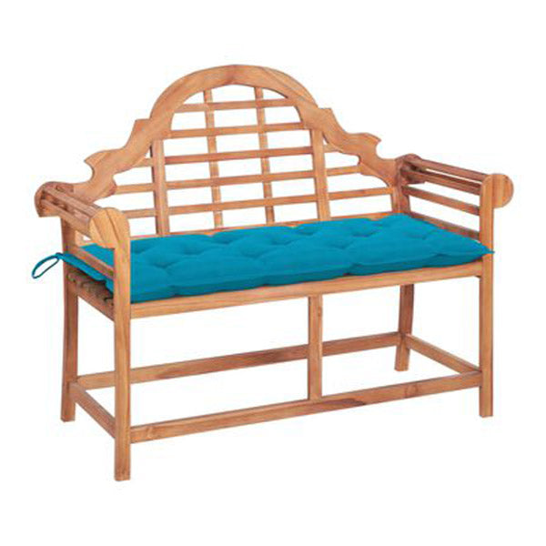 Garden Bench With Cushion 120X50X7 Cm Solid Teak Wood