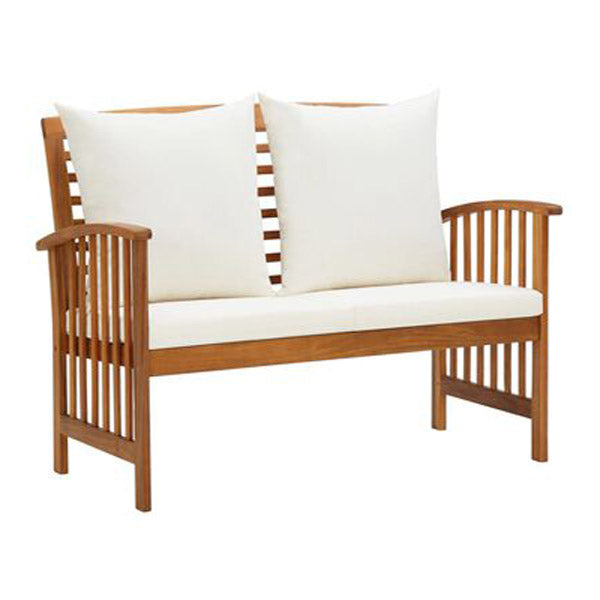 Garden Bench With Cream White Cushions 119 Cm Solid Acacia Wood
