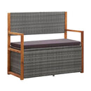 Storage Bench 110 Cm Poly Rattan And Solid Acacia Wood Grey