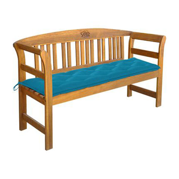 Garden Bench With Light Blue Cushion 157 Cm Solid Acacia Wood