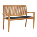 Stacking Garden Bench With Cushion 120X50X4 Cm Solid Teak Wood