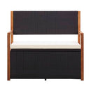 Storage Bench 110 Cm Poly Rattan And Solid Acacia Wood Black