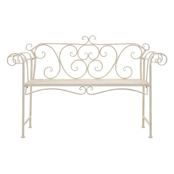Garden Bench 132 Cm Metal Antique White