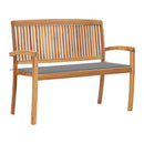 Stacking Garden Bench With Cushion 120X50X4 Cm Solid Teak Wood
