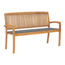 Stacking Garden Bench With Cushion 150X50X4 Cm Solid Teak Wood