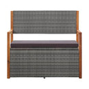 Storage Bench 110 Cm Poly Rattan And Solid Acacia Wood Grey