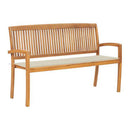 Stacking Garden Bench With Cushion 150X50X4 Cm Solid Teak Wood