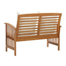 Garden Bench With Cream White Cushions 119 Cm Solid Acacia Wood