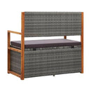 Storage Bench 110 Cm Poly Rattan And Solid Acacia Wood Grey