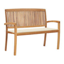 Stacking Garden Bench With Cushion 120X50X4 Cm Solid Teak Wood