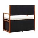 Storage Bench 110 Cm Poly Rattan And Solid Acacia Wood Black