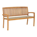 Stacking Garden Bench With Cushion 150X50X4 Cm Solid Teak Wood