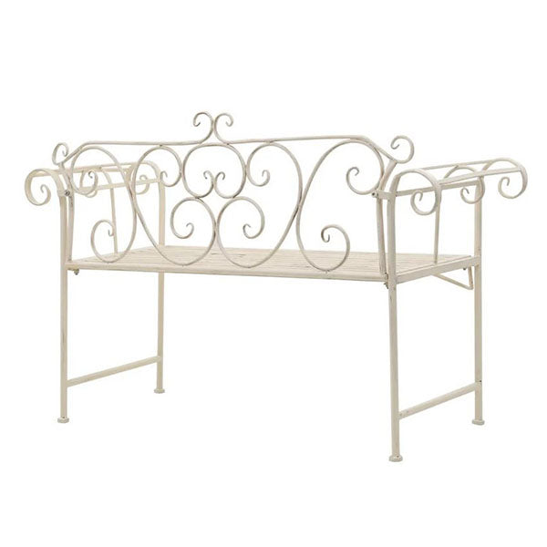 Garden Bench 132 Cm Metal Antique White