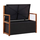 Storage Bench 110 Cm Poly Rattan And Solid Acacia Wood Black