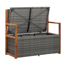 Storage Bench 110 Cm Poly Rattan And Solid Acacia Wood Grey