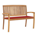 Stacking Garden Bench With Cushion 120X50X4 Cm Solid Teak Wood