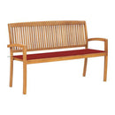 Stacking Garden Bench With Cushion 150X50X4 Cm Solid Teak Wood