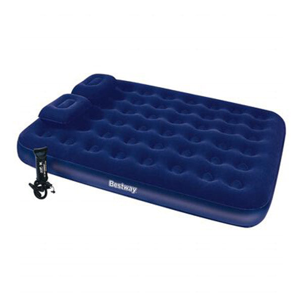 Bestway Inflatable Flocked Airbed With Pillow And Air Pump