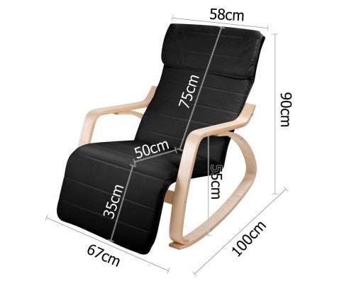 Birch Plywood Adjustable Rocking Arm Chair w/ Fabric Cushion