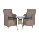 3 Piece Bistro Set With Cushions Poly Rattan Brown And Dark Grey