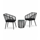 3 Piece Bistro Set Poly Rattan Black