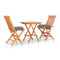 3 Piece Bistro Set With Grey Cushions Solid Teak Wood